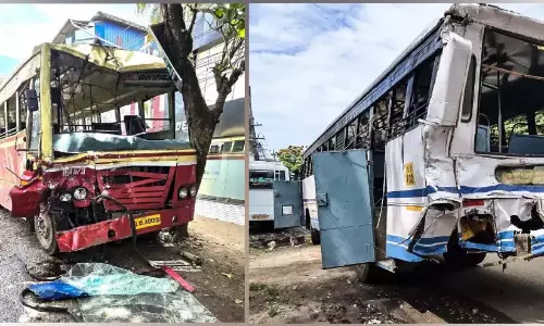 KSRTC बस ने तीन वाहनों को टक्कर मारी, कई घायल
