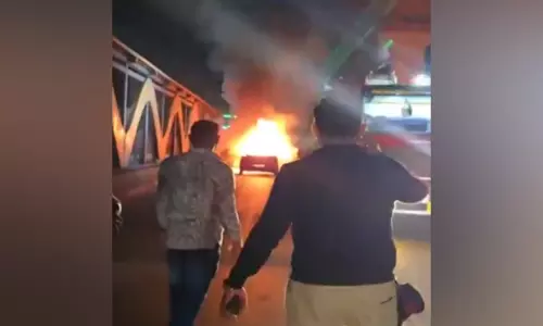 Pune के दापोडी इलाके के पास कार में लगी आग