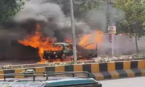 Udaipur: सड़क किनारे खड़ी कार में लगी आग