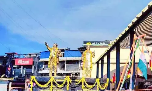 अम्बेडकर प्रतिमा के लिए छत; निर्माण कार्य अधर में