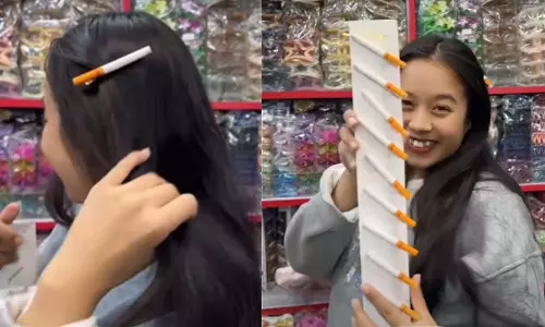 सिगरेट थीम वाली हेयर क्लिप का VIDEO वायरल