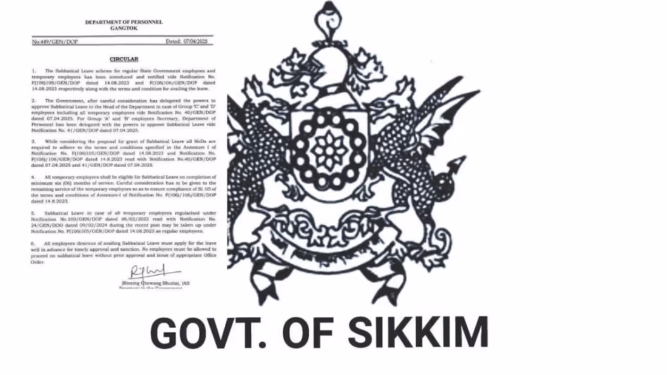 Sikkim सरकार ने वरिष्ठ अधिकारियों को अवकाश स्वीकृत करने की अनुमति दी