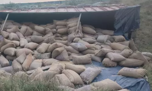 Jalaun: तेज़ रफ्तार ट्रक खाई में समाया, बुंदेलखंड एक्सप्रेसवे पर मचा हड़कंप