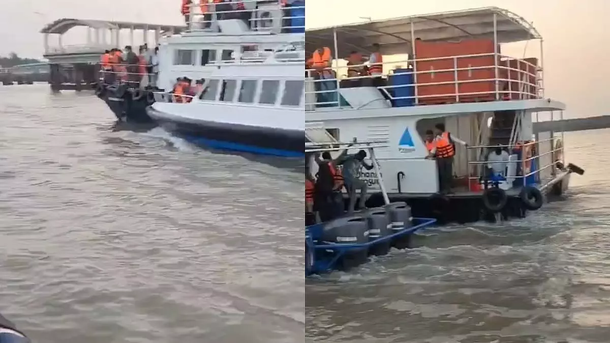 Mumbai : मांडवा के पास नौका में रिसाव, 130 यात्रियों को सुरक्षित बचाया गया Mumbai : मांडवा के पास नौका में रिसाव, 130 यात्रियों को सुरक्षित बचाया गया