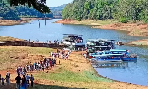 तमिलनाडु ने पानी ले लिया है, थेक्कडी में जल स्तर नीचे चला गया है; नौका विहार का मौसम संकट में तमिलनाडु ने पानी ले लिया है, थेक्कडी में जल स्तर नीचे चला गया है; नौका विहार का मौसम संकट में