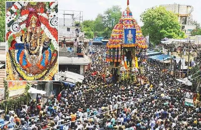 Tamil Nadu: समयपुरम मरियम्मन मंदिर में चिथिराई रथ जुलूस Tamil Nadu: समयपुरम मरियम्मन मंदिर में चिथिराई रथ जुलूस