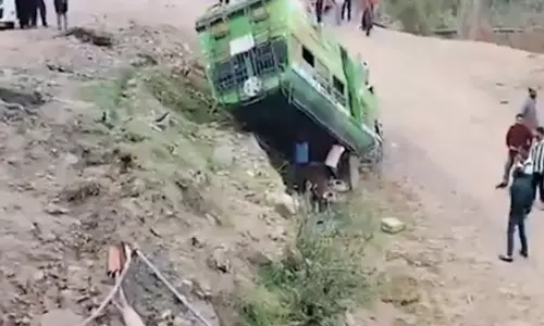 मिनी बस अनियंत्रित होकर पलटी, 5 लोग घायल