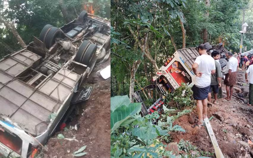 Kerala :  एरुमेली-सबरीमाला मार्ग पर अयप्पा भक्तों को ले जा रही बस पलटने से एक की मौत