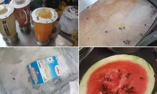 खाद्य निरीक्षकों ने अमीरपेट KGN जूस सेंटर पर छापा मारा खाद्य निरीक्षकों ने अमीरपेट KGN जूस सेंटर पर छापा मारा