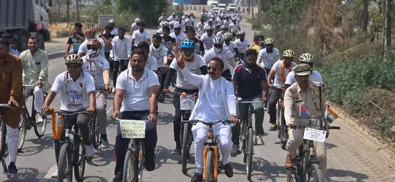 नशा मुक्त Haryana साइक्लोथॉन करनाल पहुंचा नशा मुक्त Haryana साइक्लोथॉन करनाल पहुंचा