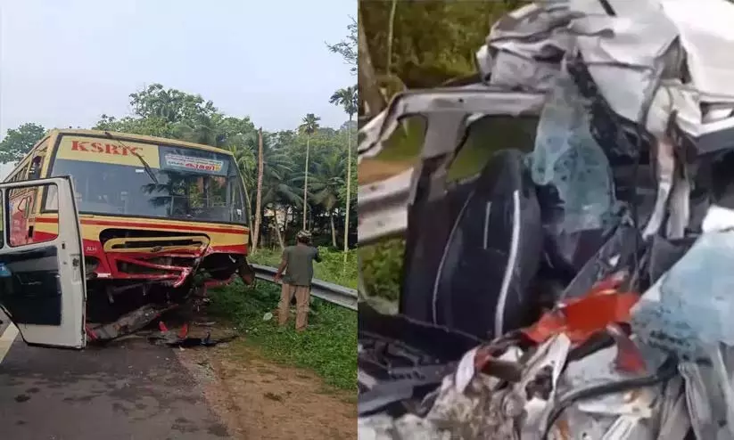 रन्नी में KSRTC बस और कार की टक्कर में एक व्यक्ति की मौत रन्नी में KSRTC बस और कार की टक्कर में एक व्यक्ति की मौत
