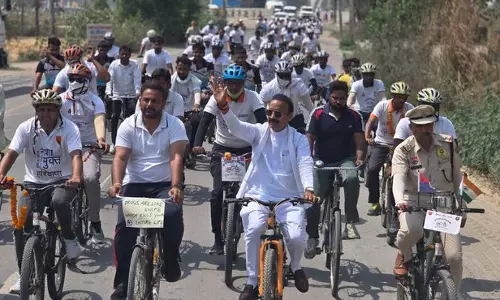 नशा मुक्त Haryana साइक्लोथॉन करनाल पहुंचा