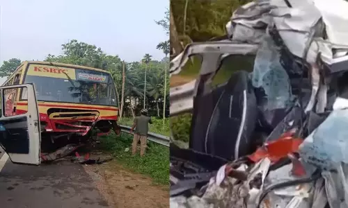 रन्नी में KSRTC बस और कार की टक्कर में एक व्यक्ति की मौत