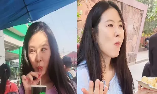 गोलगप्पे मस्त हैं: Korean महिला ने चखा भारतीय स्ट्रीट फूड