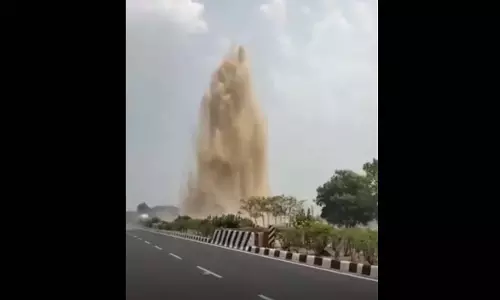 हाइवे का VIDEO, दिखा पानी फव्वारा...लगा ट्रैफिक जाम