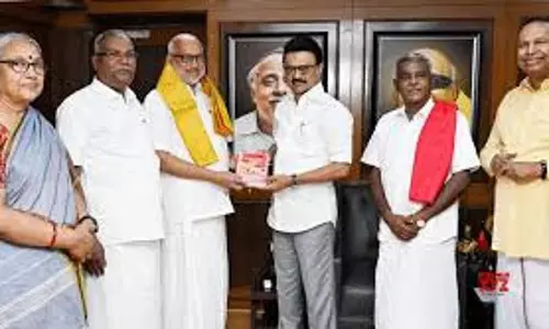CPM महासचिव एमए बेबी ने सीएम एमके स्टालिन से मुलाकात की CPM महासचिव एमए बेबी ने सीएम एमके स्टालिन से मुलाकात की