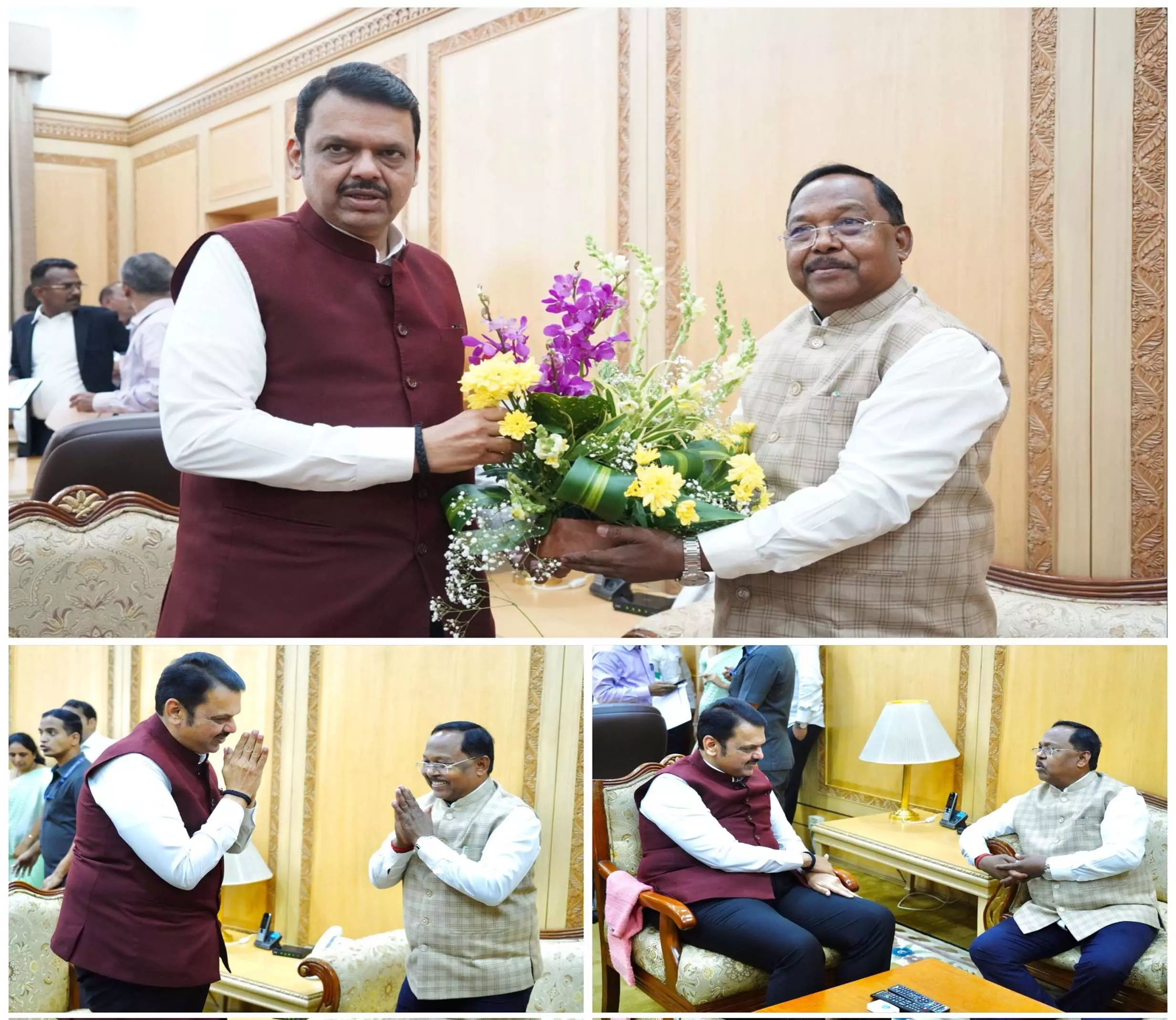 कृषिमंत्री राम विचार नेताम ने महाराष्ट्र के मुख्यमंत्री देवेंद्र फडणवीस से की शिष्टाचार भेंट कृषिमंत्री राम विचार नेताम ने महाराष्ट्र के मुख्यमंत्री देवेंद्र फडणवीस से की शिष्टाचार भेंट