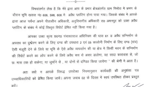 रायपुर : पटवारी फंसे अवैध प्लाटिंग मामले में, नोटिस जारी