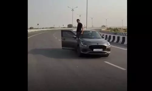 10 हजार 500 का जुर्माना ठोका...कार सवार युवक का स्टंटबाजी करते वीडियो सामने आया