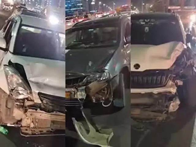 केम्पेगौड़ा हवाई अड्डे के फ्लाईओवर पर सीरियल दुर्घटना: 4 कारें क्षतिग्रस्त केम्पेगौड़ा हवाई अड्डे के फ्लाईओवर पर सीरियल दुर्घटना: 4 कारें क्षतिग्रस्त