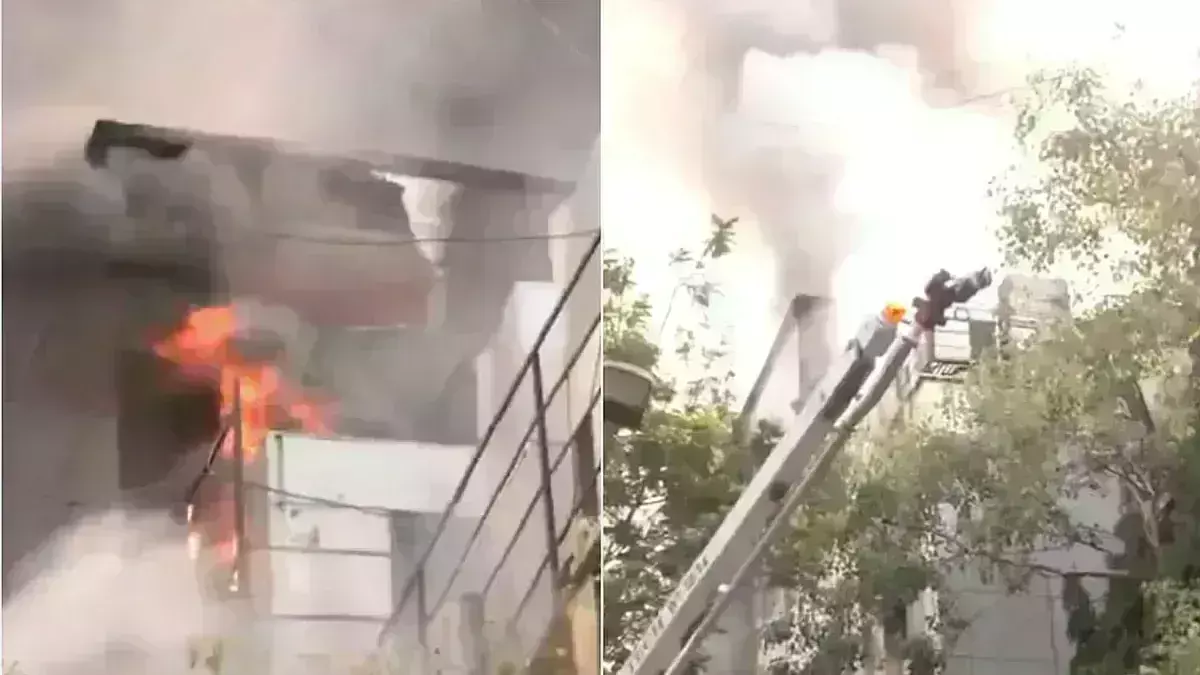 Mumbai:  इलेक्ट्रॉनिक सामान के शोरूम में लगी भीषण आग ,दमकल की 12 गाड़ियां मोजूद
