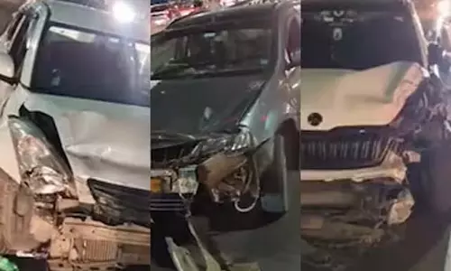 केम्पेगौड़ा हवाई अड्डे के फ्लाईओवर पर सीरियल दुर्घटना: 4 कारें क्षतिग्रस्त