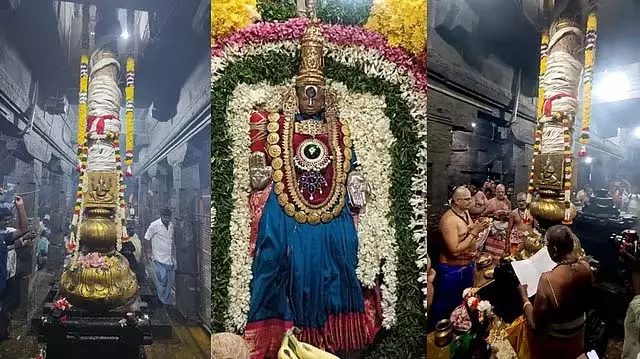 चिथिराई ब्रह्मोत्सवम की शुरुआत थिरुक्काझुकुंड्रम के वेदगिरिश्वरर मंदिर में ध्वजारोहण के साथ हुई चिथिराई ब्रह्मोत्सवम की शुरुआत थिरुक्काझुकुंड्रम के वेदगिरिश्वरर मंदिर में ध्वजारोहण के साथ हुई