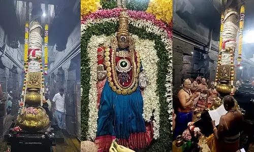 चिथिराई ब्रह्मोत्सवम की शुरुआत थिरुक्काझुकुंड्रम के वेदगिरिश्वरर मंदिर में ध्वजारोहण के साथ हुई