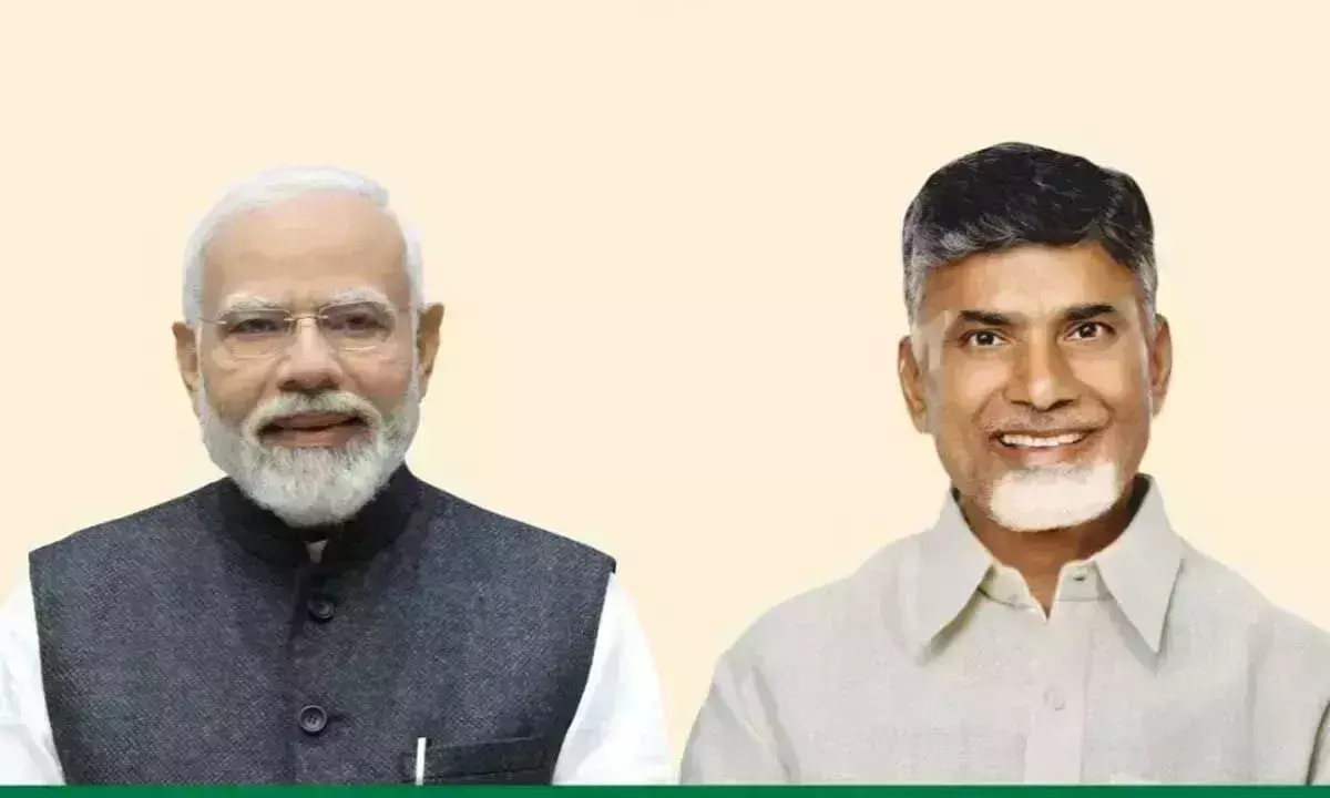 Andhra के सीएम चंद्रबाबू नायडू ने अमरावती में पीएम मोदी का स्वागत किया