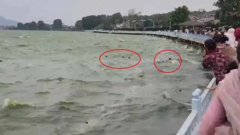 तेज हवाओं से डल झील में पलटा शिकारा, एक युवक की मौत तेज हवाओं से डल झील में पलटा शिकारा, एक युवक की मौत