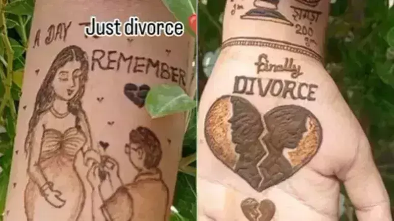 महिला की तलाक मेहंदी हुई Viral, यूजर्स ने दिए ऐसे रिएक्शन महिला की तलाक मेहंदी हुई Viral, यूजर्स ने दिए ऐसे रिएक्शन