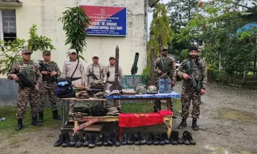 Manipur: उग्रवादी शिविर ध्वस्त, पीएलए के झंडे और हथियार बरामद