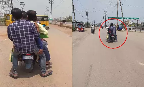 एक बाइक पर पांच सवार! रायपुर में फिर सामने आई यातायात पर लापरवाही