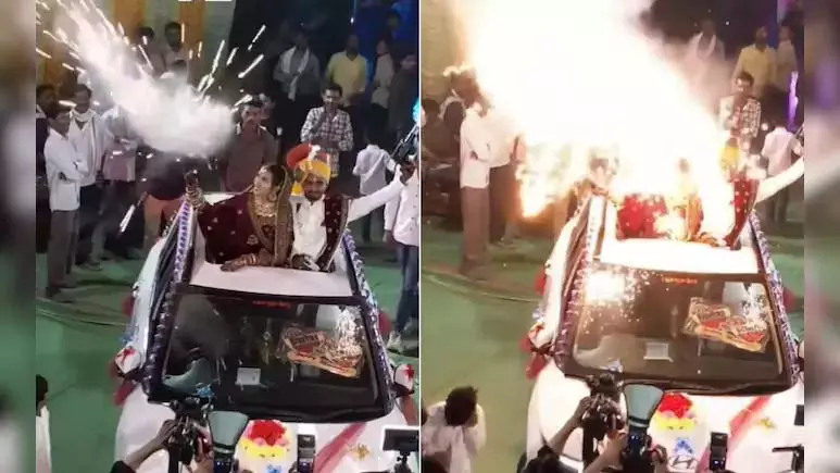 दूल्हे के सेहरे में अचानक लगी आग, देखें वायरल VIDEO दूल्हे के सेहरे में अचानक लगी आग, देखें वायरल VIDEO
