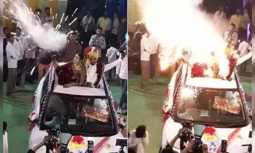 दूल्हे के सेहरे में अचानक लगी आग, देखें वायरल VIDEO