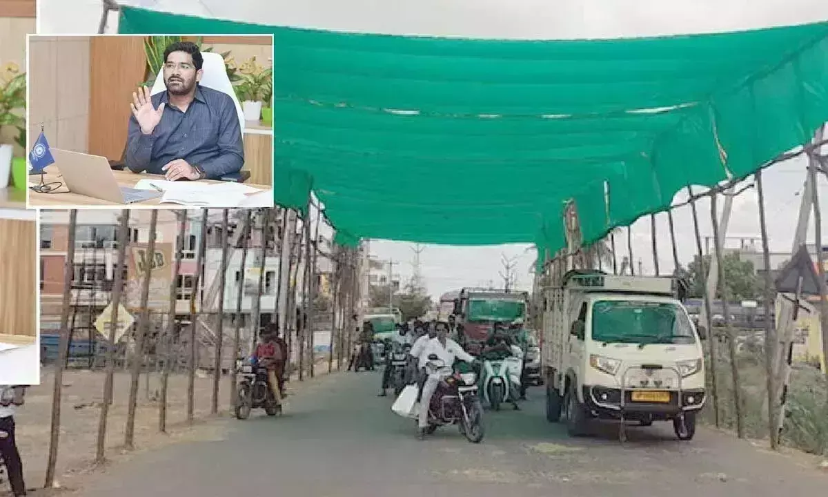 Andhra: भीमावरम में गर्मी से बचने के लिए हरे रंग की छाया जालियां