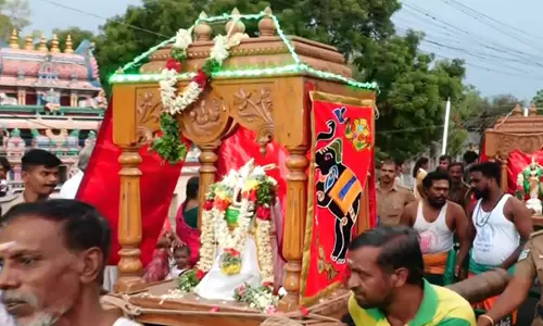 Sivakasi भद्रकालीअम्मन मंदिर चिथिरई उत्सव के दौरान रात के आसमान में शानदार आतिशबाजी की गई