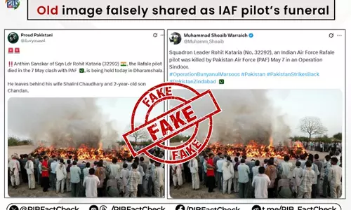 PIB फैक्ट-चेक ने भारतीय वायुसेना के राफेल पायलट के अंतिम संस्कार के फर्जी दावों को किया खारिज PIB फैक्ट-चेक ने भारतीय वायुसेना के राफेल पायलट के अंतिम संस्कार के फर्जी दावों को किया खारिज