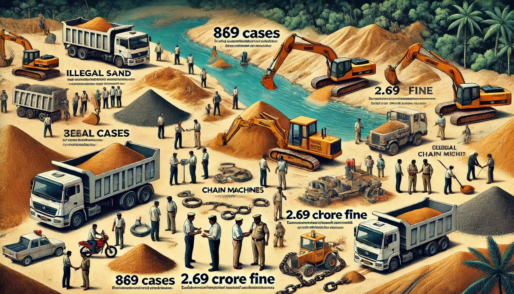 रेत उत्खनन के 876 प्रकरणों में 2.69 करोड़ रूपयों का हुआ जुर्माना रेत उत्खनन के 876 प्रकरणों में 2.69 करोड़ रूपयों का हुआ जुर्माना