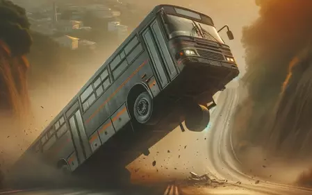 सड़क से फिसलकर 20 फीट गहरी खाई में गिरी बस, 30 यात्री घायल सड़क से फिसलकर 20 फीट गहरी खाई में गिरी बस, 30 यात्री घायल