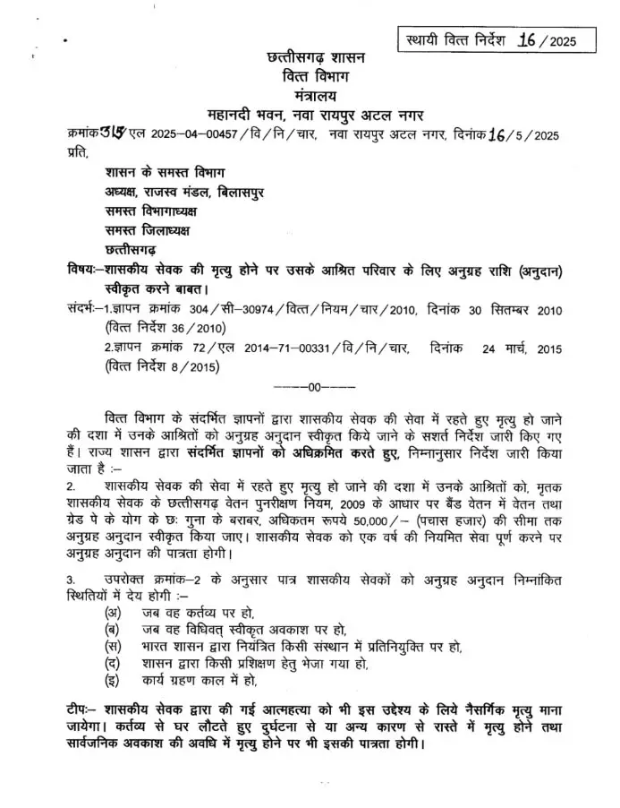 सरकारी कर्मचारियों की मौत पर परिजनों को मिलेगा 50 हजार की सहायता सरकारी कर्मचारियों की मौत पर परिजनों को मिलेगा 50 हजार की सहायता