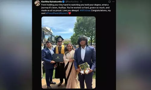 BRS एमएलसी कविता अमेरिका में अपने बेटे के स्नातक समारोह में शामिल हुईं