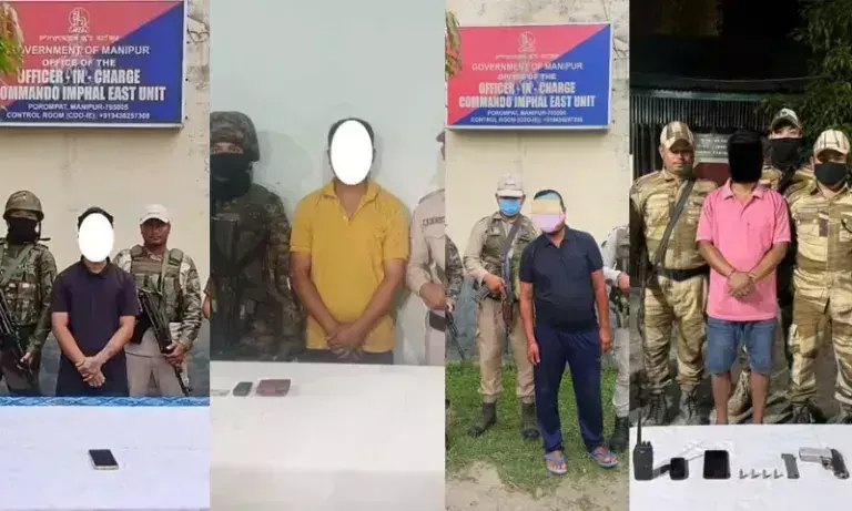 Manipur: केसीपी के 3 समूहों के 4 विद्रोही हथियारों के साथ गिरफ्तार