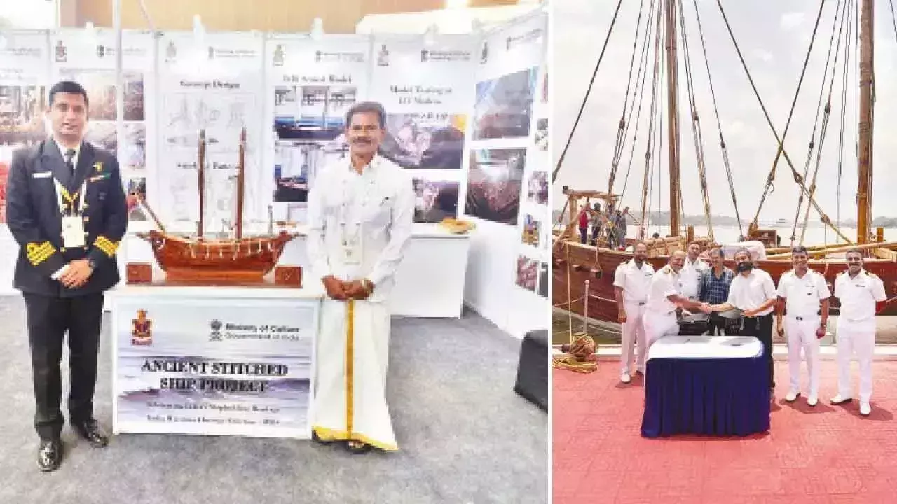 भारतीय नौसेना आज प्राचीन सिले हुए जहाज को शामिल करेगी और उसका अनावरण करेगी