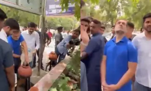 DU कैंपस पहुंचे राहुल गांधी, पौधो में डाला पानी