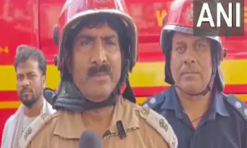 Delhi: बवाना औद्योगिक क्षेत्र में भीषण आग लगने के बाद इमारत ढह गई