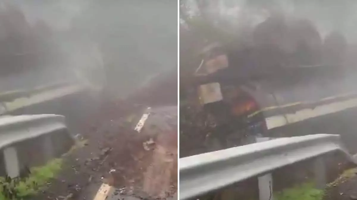 Maharashtra : ताम्हिनी घाट में हाइड्रोक्लोरिक एसिड टैंकर पलटा, यातायात रुका Maharashtra : ताम्हिनी घाट में हाइड्रोक्लोरिक एसिड टैंकर पलटा, यातायात रुका