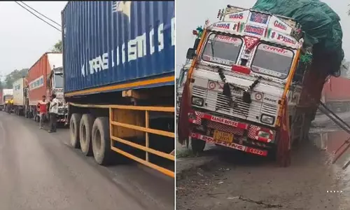 Maharashtra : ट्रक फंसने से भिवंडी-वाड़ा रोड 6 किलोमीटर तक जाम