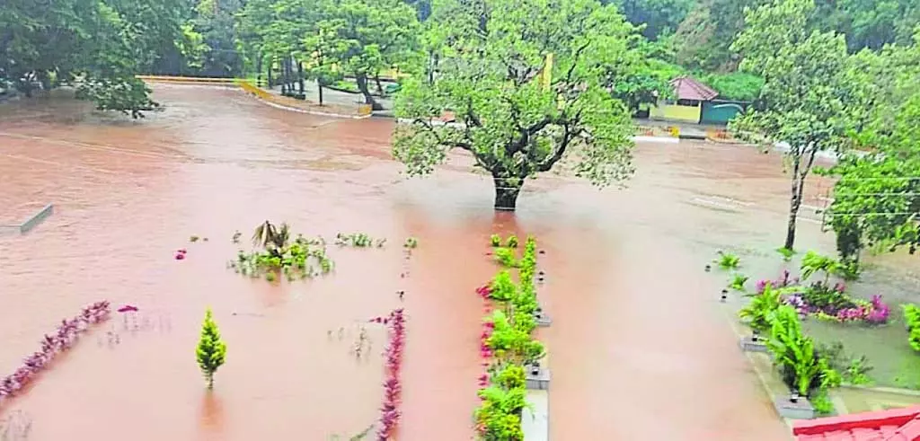 मानसून की शुरुआत में भारी बारिश: सड़कें, पुल जलमग्न मानसून की शुरुआत में भारी बारिश: सड़कें, पुल जलमग्न