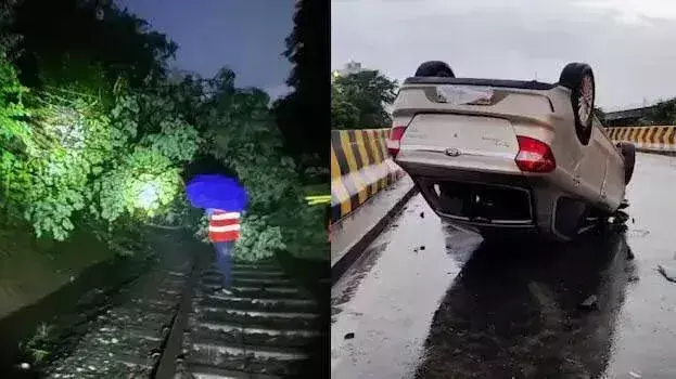 Kerala में बारिश ने मचाई तबाही, त्रिशूर-गुरुवायुर रेल लाइन पर बिजली लाइन पर पेड़ गिरा